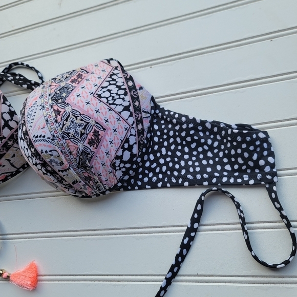 Victorias Secret 34D Bikini Top Fabulous Swimwear Pink Black Gorgeous Add 1.5cup - Picture 8 of 11